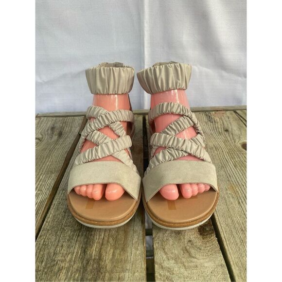 SOREL Women’s Size 9 Kinetic Sandals Suede Strappy Zip Back Gladiator Taupe Beig - Picture 2 of 8